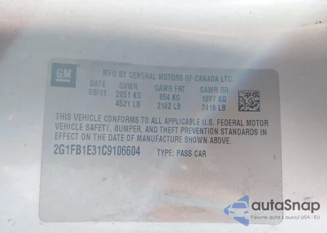 2012 Chevrolet Camaro 1Lt from USA, damaged, VIN 2G1FB1E31C9106604